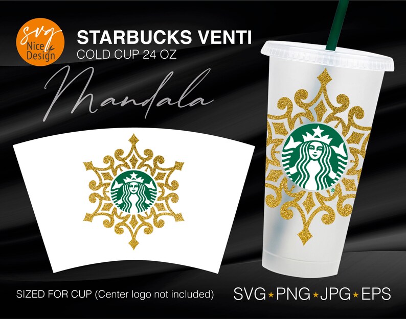 Download Logo Wrap Starbucks Cup SVG Mandala Flower Logo Border for ...