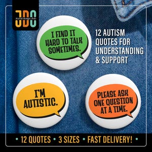 12 Autism Pin Button, Autistic Pin, Hidden Disability Badge, Autism Pin Badge Button, Communication Badge, Mental health Awareness Gift Idea