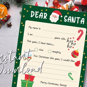 Letter to Santa Printable Coloring Page Downloadable Letter - Etsy