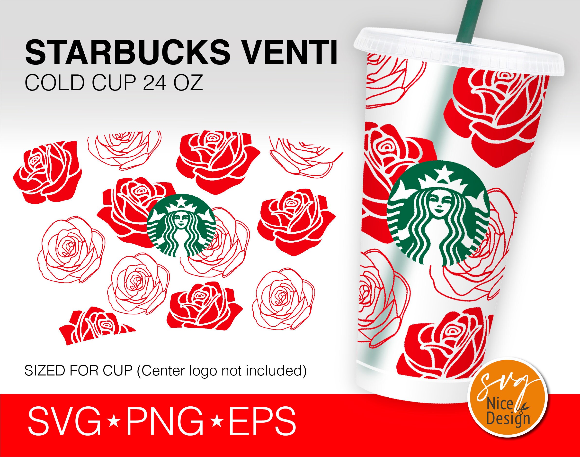 Red Roses Starbucks Cup Svg Rose Flower Decal Gift Idea DIY | Etsy