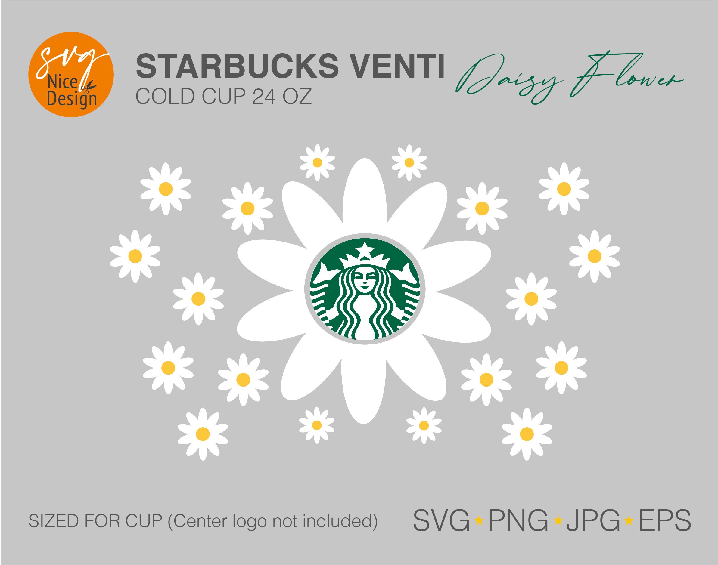 Seamless Full Wrap Daisy Flower & Logo Decal for DIY Starbucks Etsy