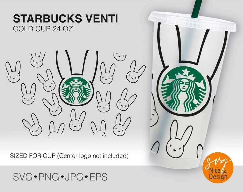 Download Seamless Full Wrap Bad Bunny Starbucks cup Svg Decal for ...