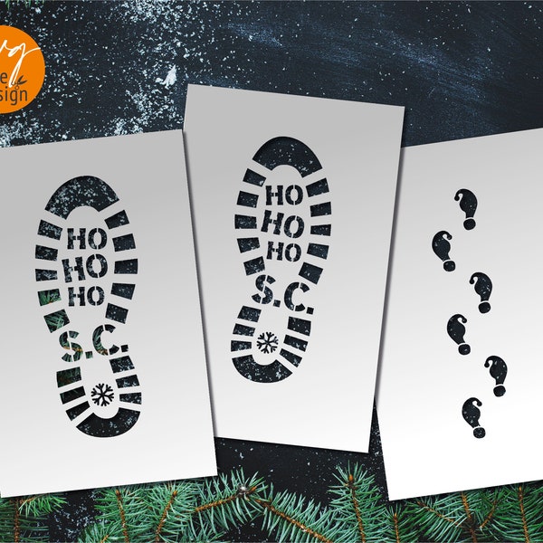 Santa & Elf Footprint Stencil Svg, Santa Footprint Svg, Elf Footprint Svg, Boot Footprint Decals, Easy to Cut, Digital Download svg png eps