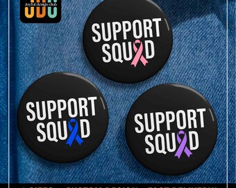 Botón de insignia de concienciación de cinta del equipo de apoyo para la defensa del cáncer, la salud mental y las enfermedades
