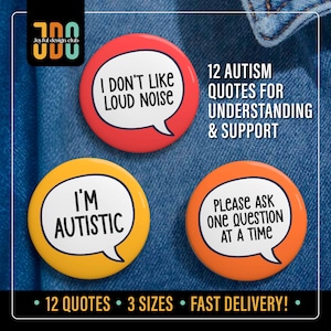 12 Autism Pin Button, Autistic Pin, Hidden Disability Badge, Autism Pin Badge Button, Communication Badge, Mental health Awareness Gift Idea