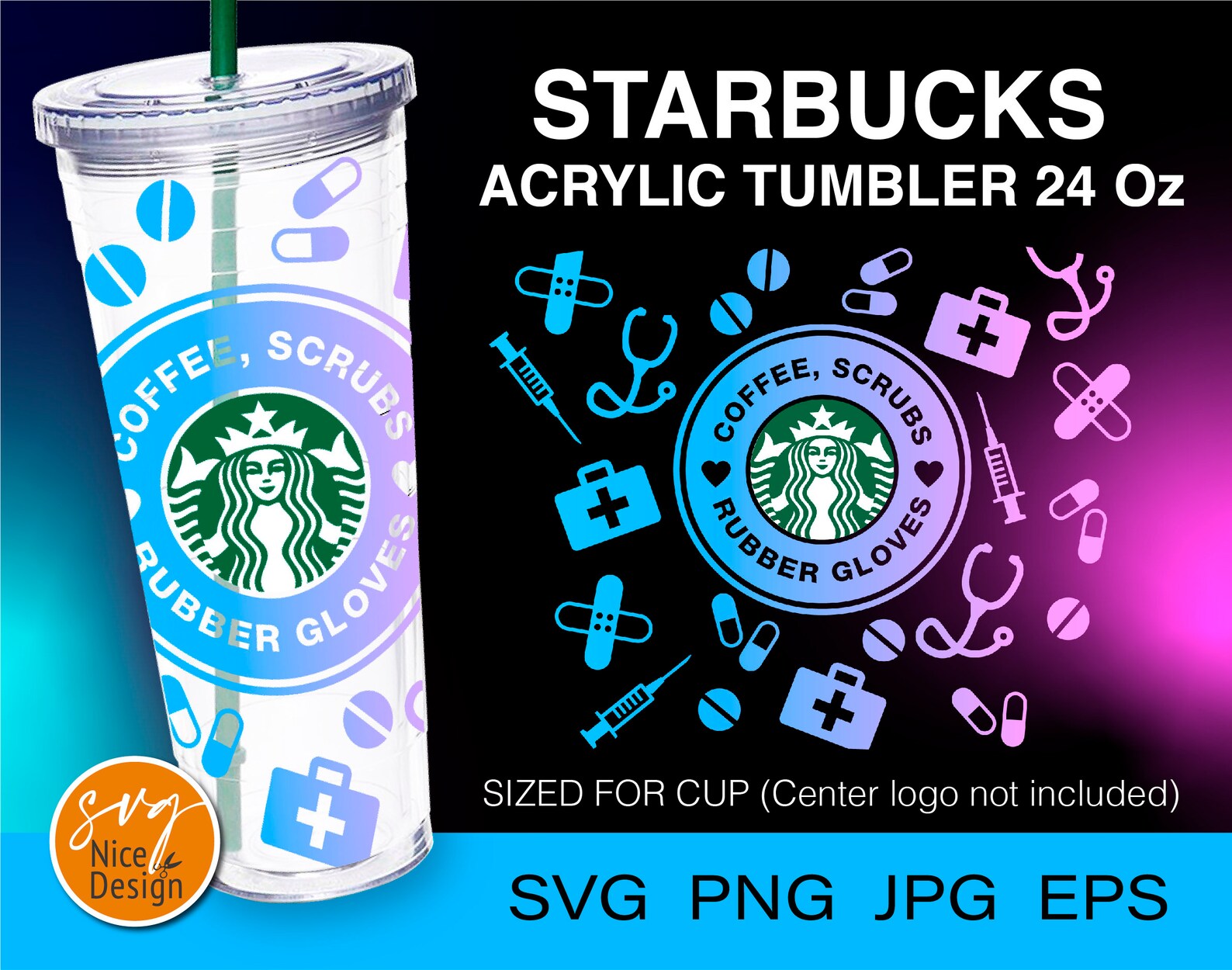 Download Seamless Full Wrap Starbucks Nurse Svg Coffee Scrubs ...