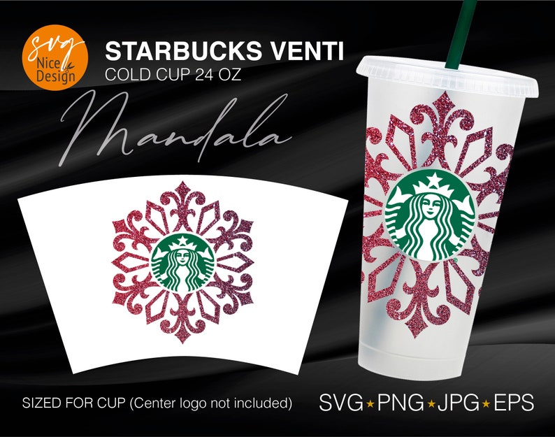 Download Logo Wrap Starbucks Cup SVG Mandala Flower Logo Border for ...