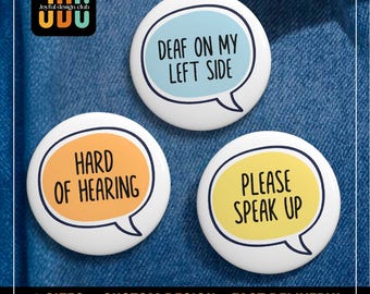 Pines para personas sordas o con dificultades auditivas: Habla con claridad, Soy sordo, Lector de labios, Botones de comunicación de accesibilidad para personas con discapacidad auditiva