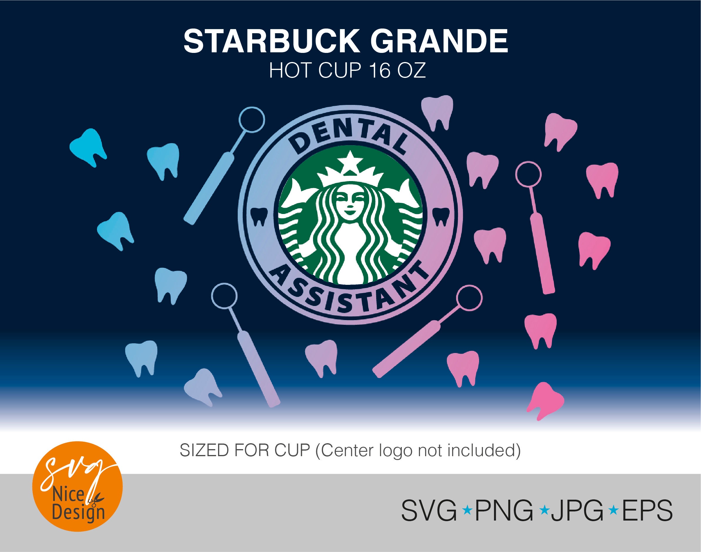 Seamless Full Wrap Starbucks Dental Assistant Tooth Theme Etsy