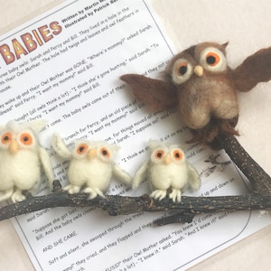 Wool Felted Owl Babies Story Finger Puppets / Preschool / Daycare / Story Time / Teacher Resources / Circle Time/ Waldorf inspire