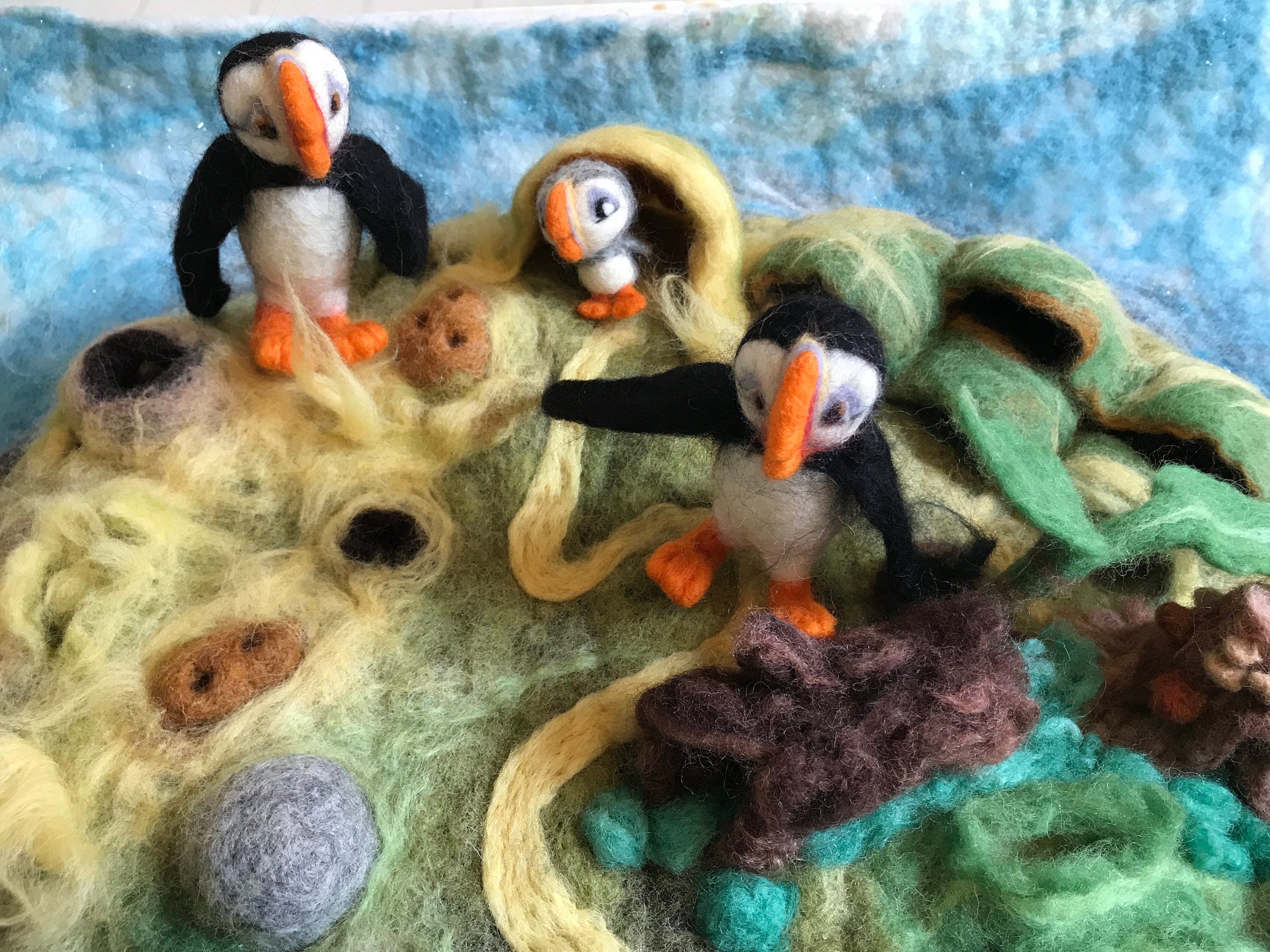 Puffin Mossy,Oona,Baba,Tiny toys,Baby puffin toy Gift for puffin fan Puffin Rock Inspired Montessori toys dolls crocchet Woodland felt toy