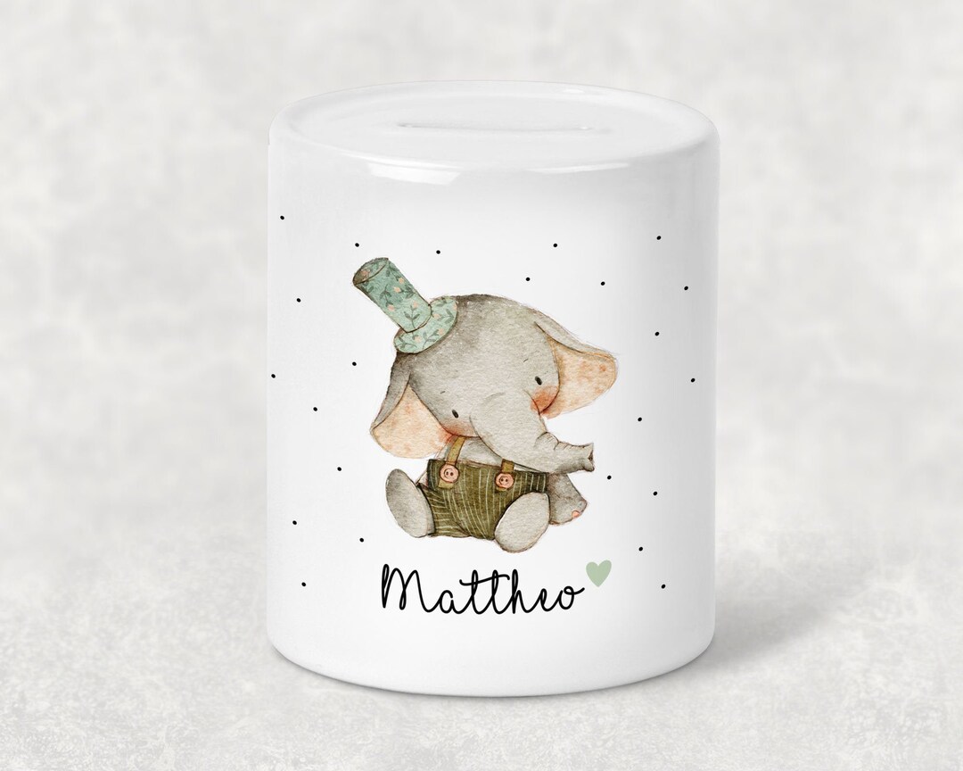 Money Box Cute Elephant Personalized Money Box Name School Etsy