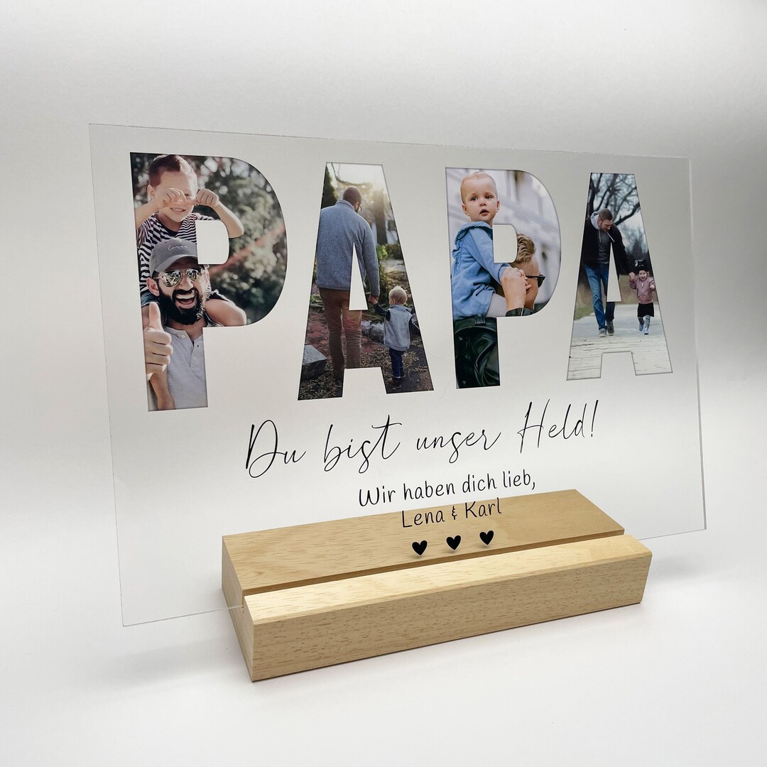 Papa Acrylglas Bild personalisiert Foto Collage mit Holz Etsy.de
