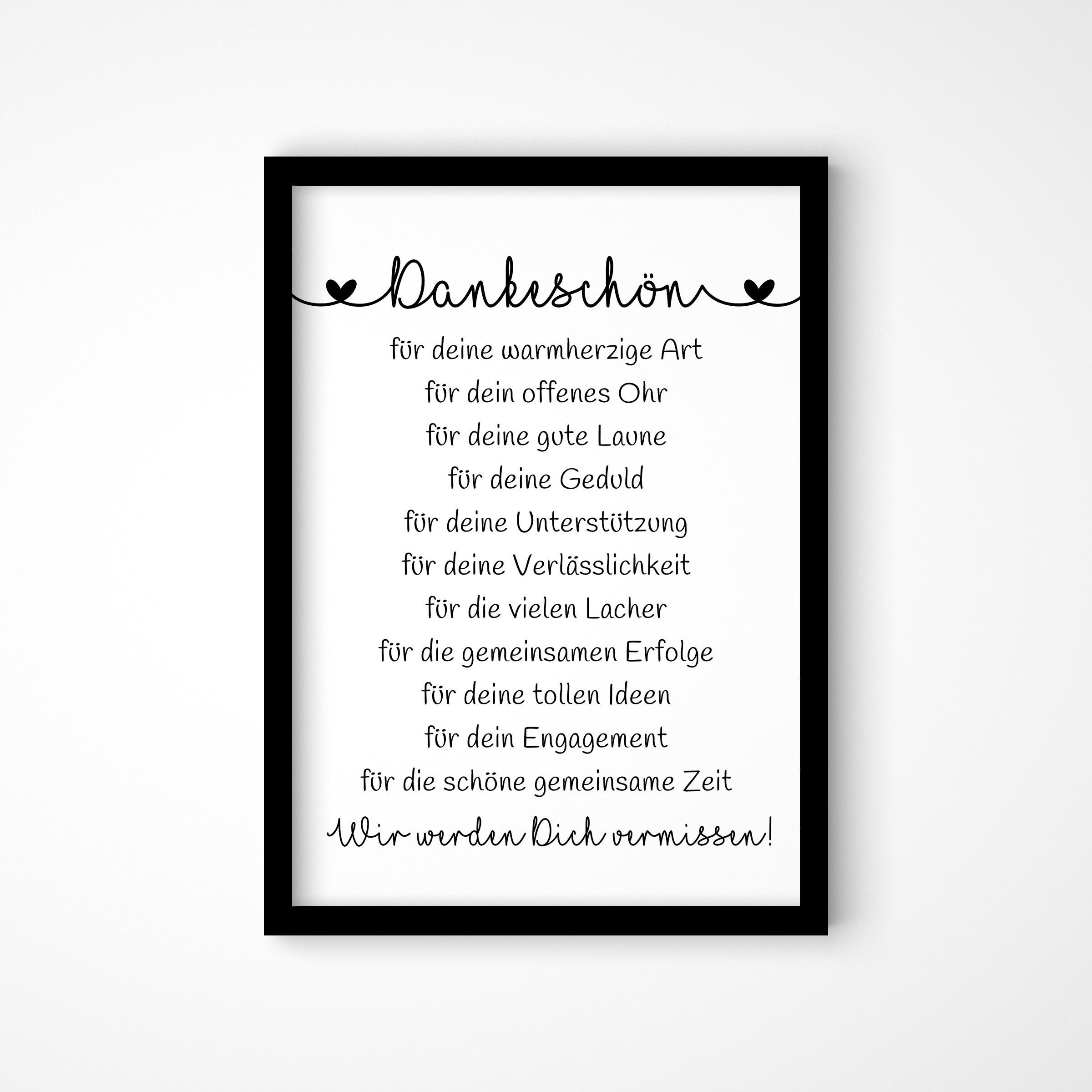 Dankeschön Poster Abschiedsgeschenk Kollegin Kollege Etsy Österreich