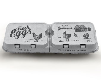Split-Apart Egg Cartons - Vintage Printed Design - Each Carton Can Split into Half (15, 50 or 250 Pack).