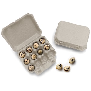 Henlay Quail Egg Cartons - Recycled Cardboard Paper Pulp 3x4 Square Style - Holds One Dozen Eggs (30 or 144 Pack).