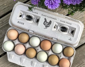 Locally Laid Printed Egg Cartons- Adorable Vintage Design (25, 90 or 250 Pack).