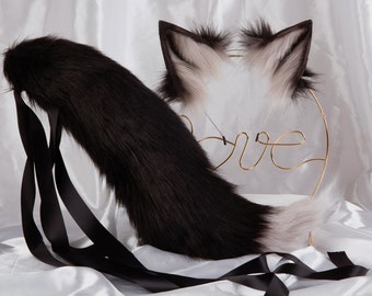 Faux Fur Handmade Cosplay Cat Ears Headband Classic Black Cat Ears