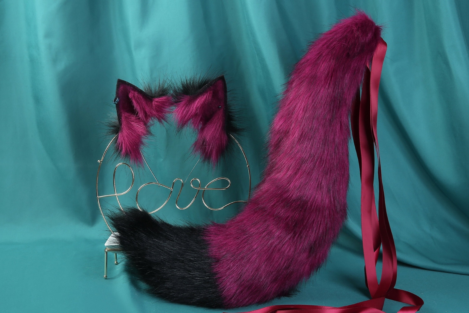 Purple Animal Ears 22in Tail Wolf Ears Cosplay Animal Ears Etsy