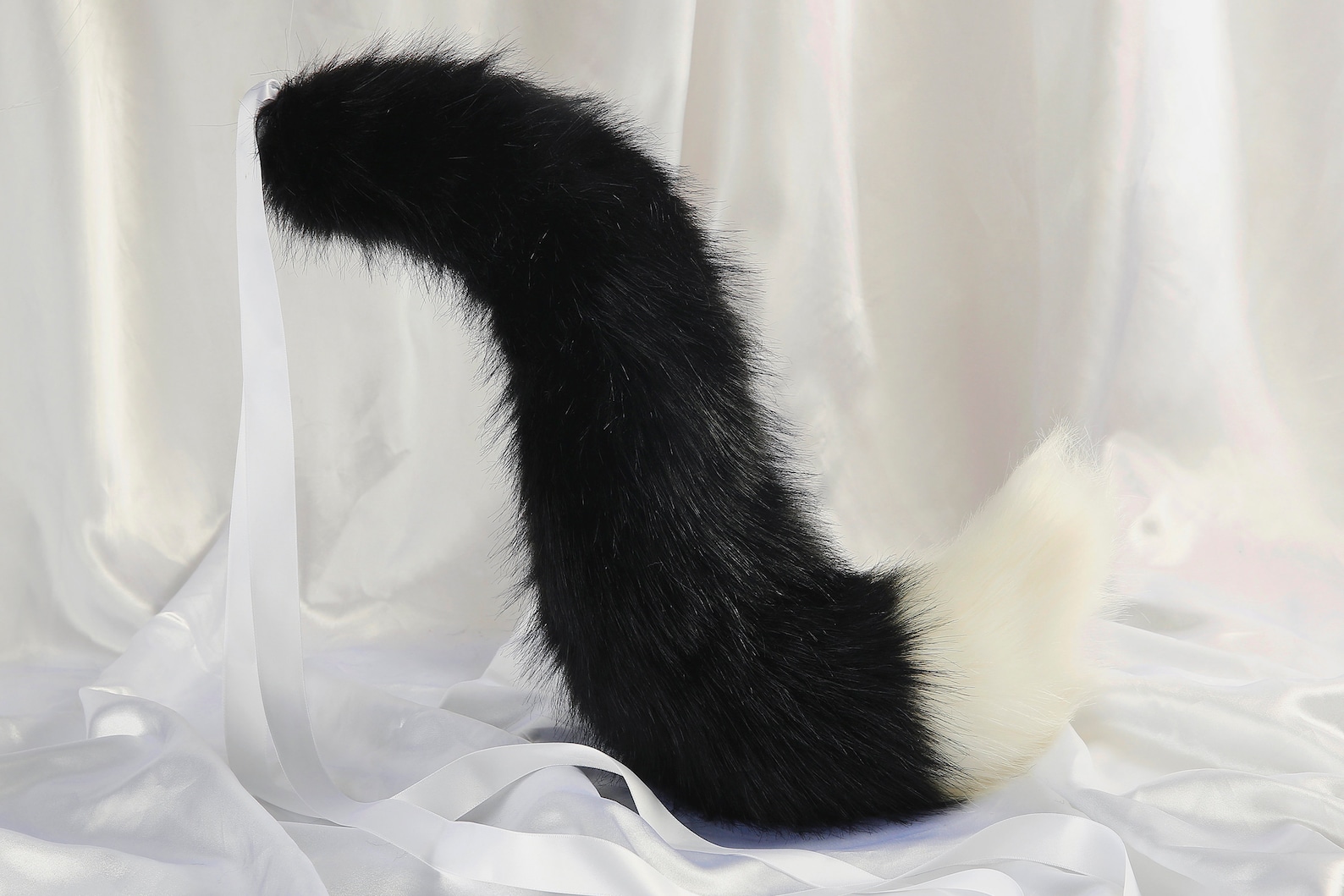 Black wolf tail black wolf ears black and white stitching Etsy