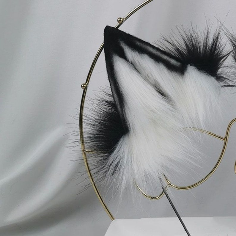 22in Black Wolf Tailblack Wolf Earscosplayanimal Earsplush Etsy