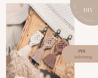 Macrame PDF Instruction Keychain, Digital DIY Instruction