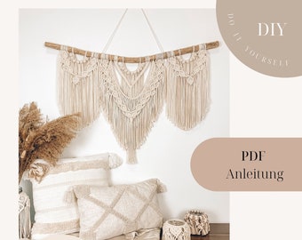 Macrame PDF instructions wall hanging MELODY, digital DIY instructions