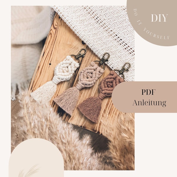 Macrame PDF pattern keychain, digital DIY pattern