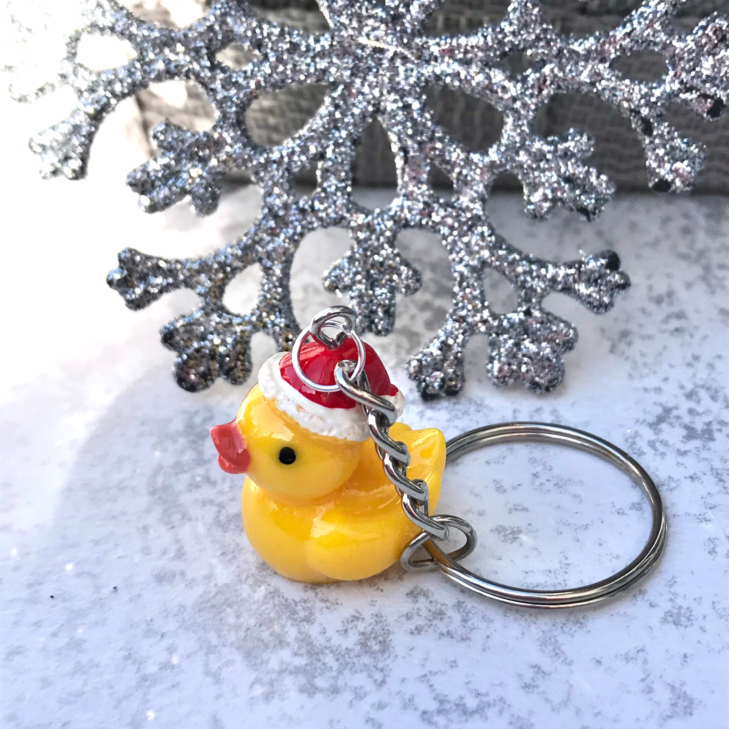 Christmas rubber duck keyring secret Santa gift duck keychain Etsy