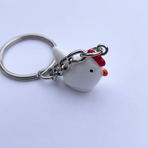 Chicken keyring, novelty small keychain, bird lover gift