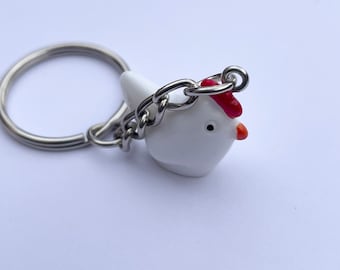 Chicken keyring, novelty small keychain, bird lover gift