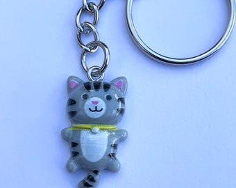 Small Grey tabby Cat keyring, kawaii keychain,cat lover’s gift, kawaii cat gifts