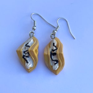 waffle earrings, waffles with whipped cream earrings, novelty earrings, food earrings, dangly earrings, quirky earrings