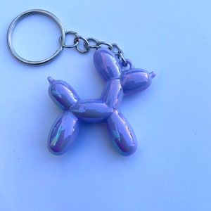 Lilac Balloon dog keyring, iridescent novelty keychain, novelty gift for her, pastel lover
