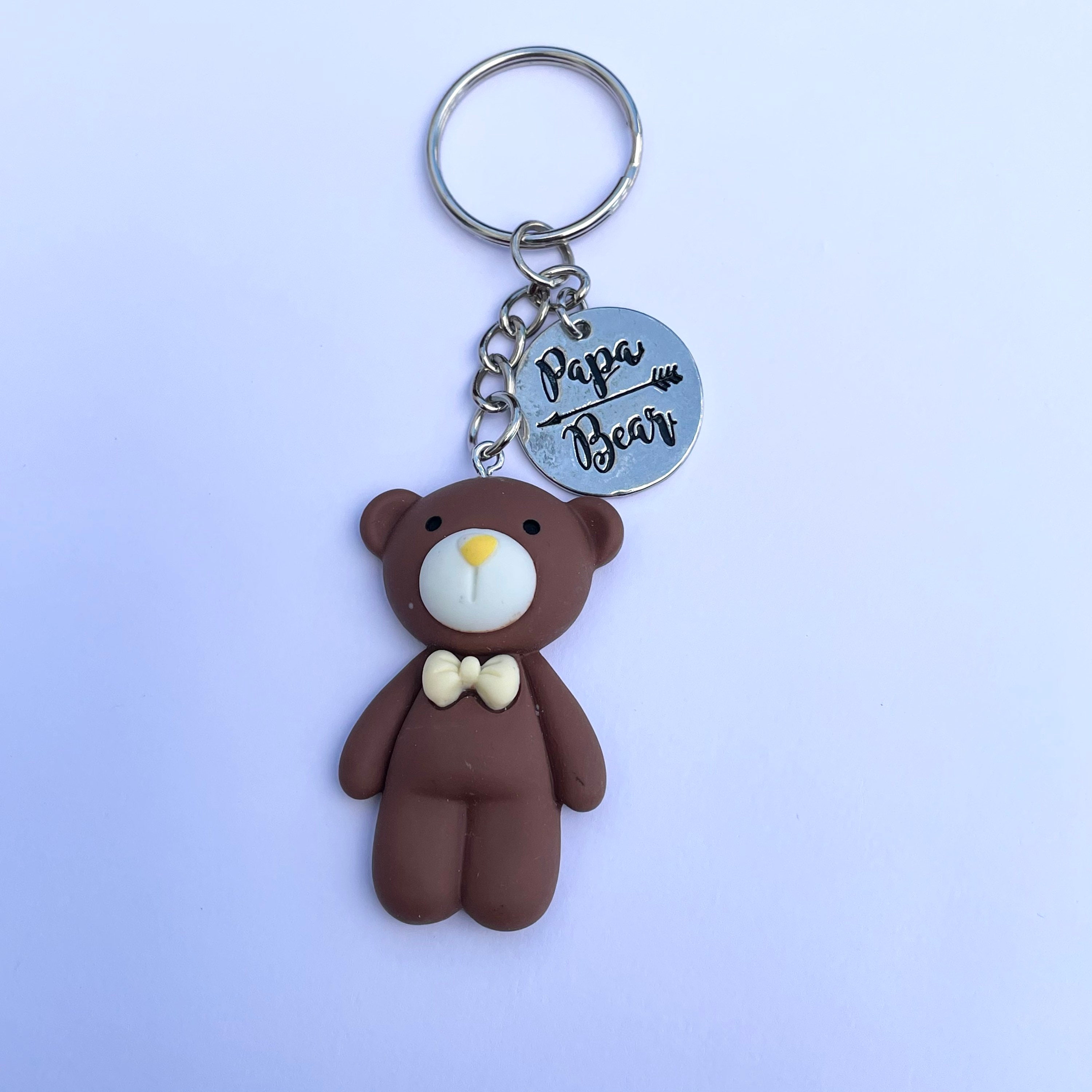 Miss A Glitter Teddy Bear Keychain Grey