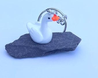 Goose keyring, novelty small keychain, bird lover gift, fun keychain