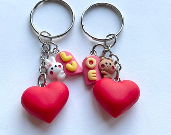 Matching Keyrings, cute gift for partner, gift for best friend, novelty keychain, gift for girlfriend, gift for boyfriend