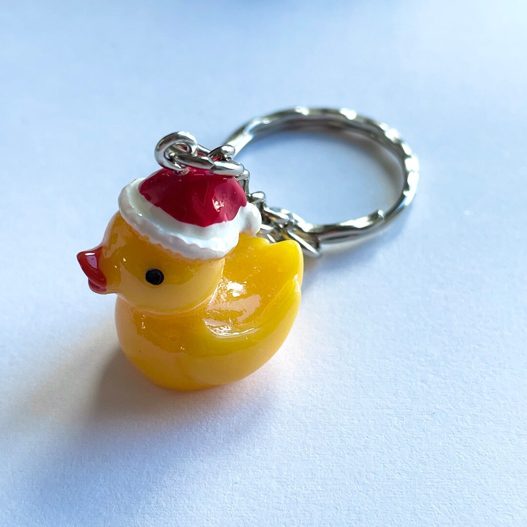 Christmas Rubber Duck Keyring Secret Santa Gift, Duck Keychain, Advent