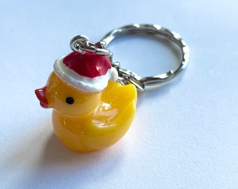 Christmas rubber duck keyring secret Santa gift, duck keychain, advent calendar filler