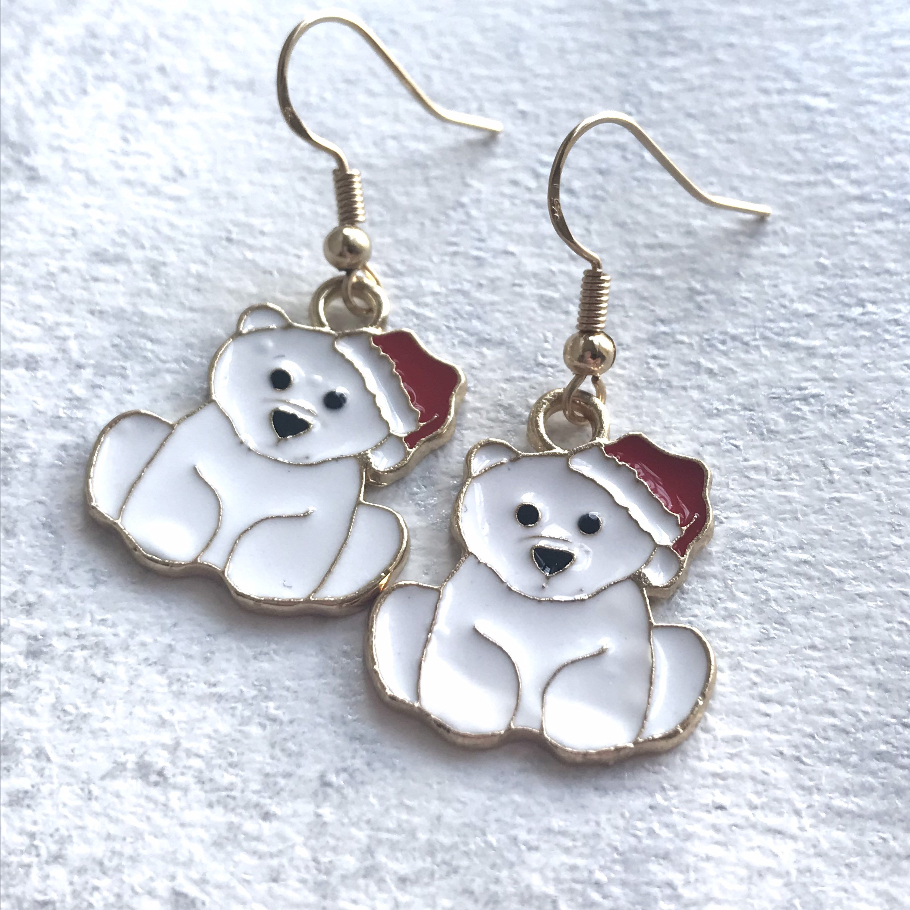 Christmas polar bear earrings uk novelty Christmas earrings Etsy