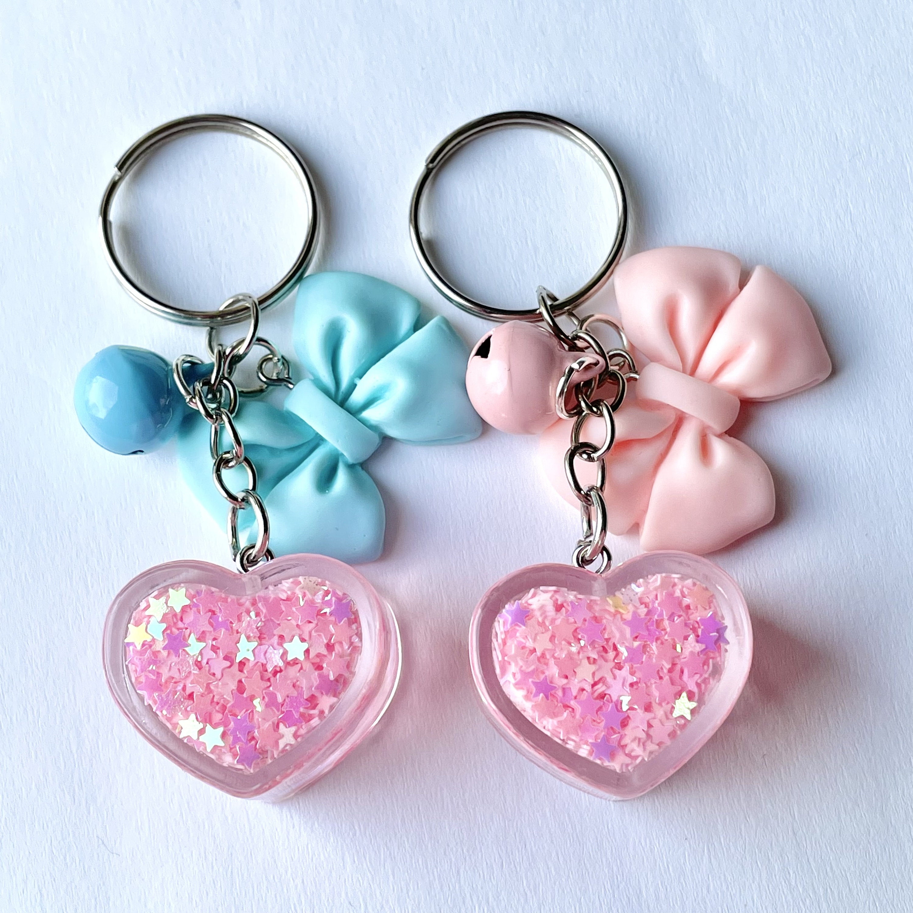Cute Heart Keyring Sparkly Keychain Novelty Keyring Harajuku Keychain Coquette Etsy