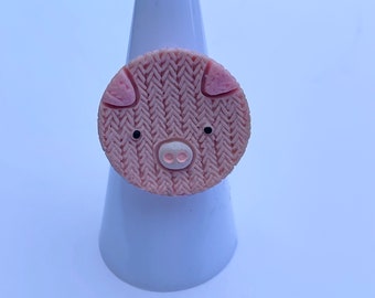 Cute pig adjustable ring, novelty ring, kawaii ring, kidcore ring, harajuku, y2k, pig lover gift