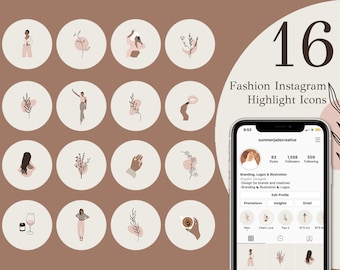 Fashion Instagram Highlight Covers, Boho Highlight Story Icons, minimal fashion highlights, fashion highlight covers, Abstract Woman Icons