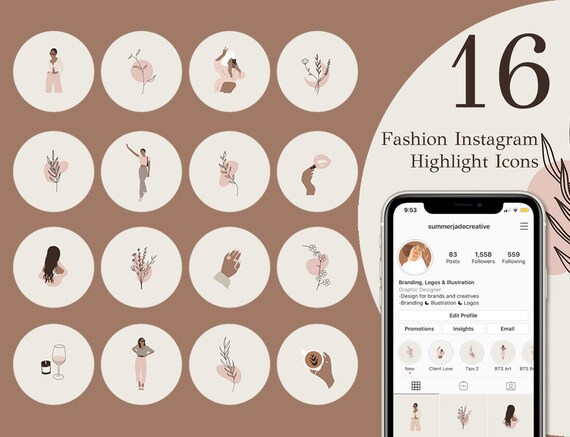 Fashion Instagram Highlight Covers, Boho Highlight Story Icons, minimal fashion highlights, fashion highlight covers, Abstract Woman Icons