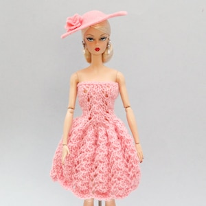 Fashion doll outfit, knitted dress for 1:6 scale doll, 12 inch doll