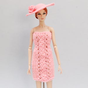 Fashion doll outfit, knitted dress for 1:6 scale doll, 12 inch doll