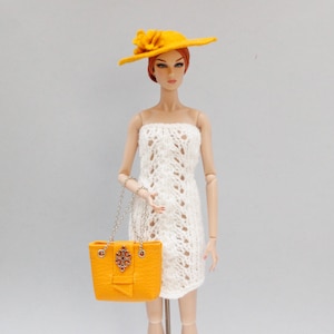 Fashion doll outfit, knitted dress for 1:6 scale doll, 12 inch doll