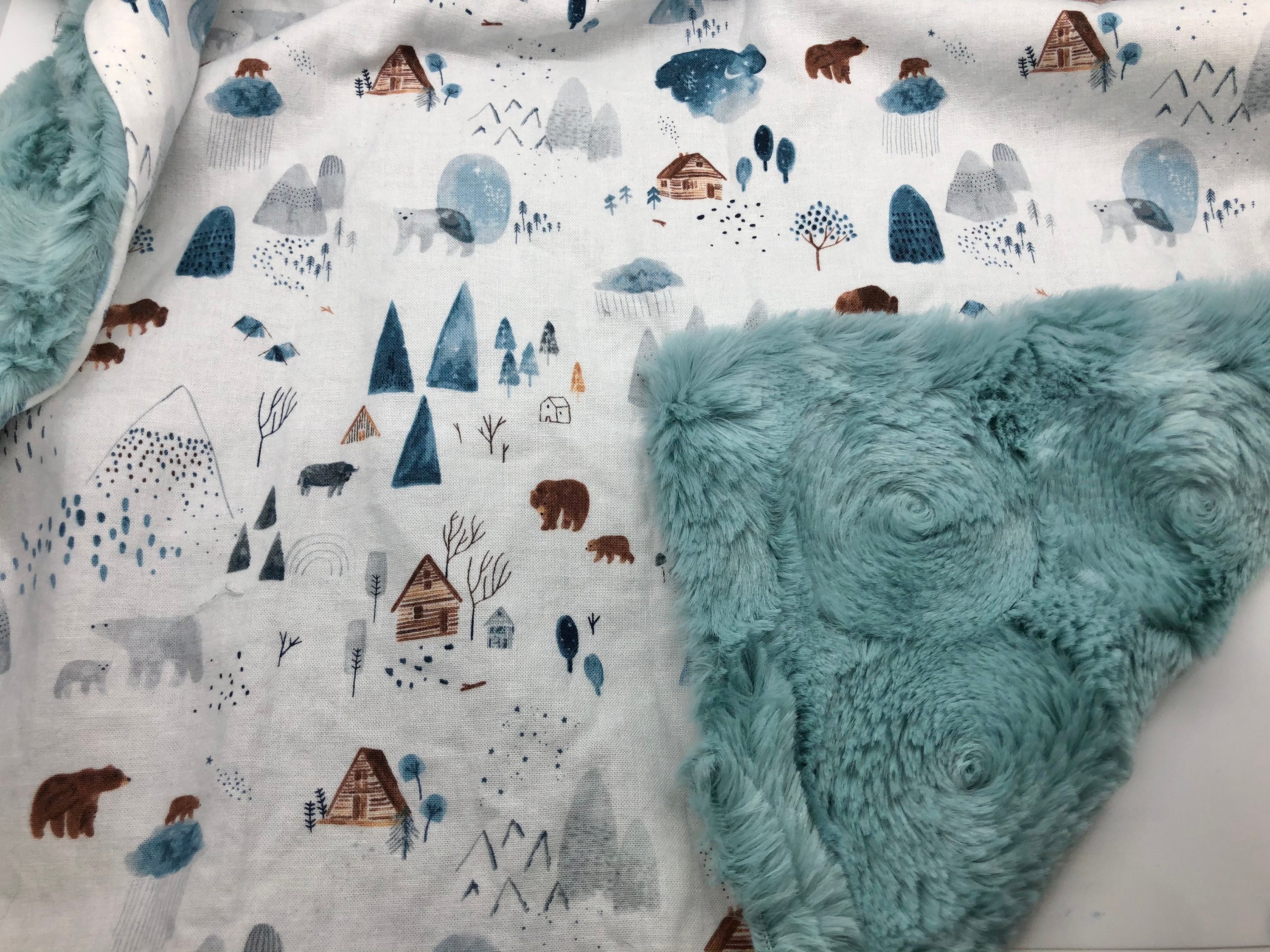 Woodland Baby Blanket Boy Nursery Theme Moon Stars Bears Etsy
