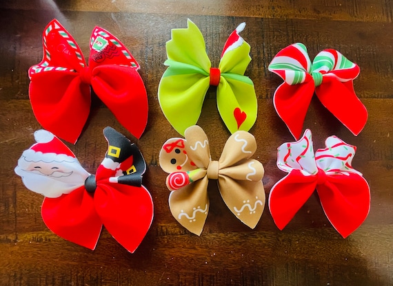 Christmas Hair Bow With Alligator Clip, Holiday Accessories - Etsy