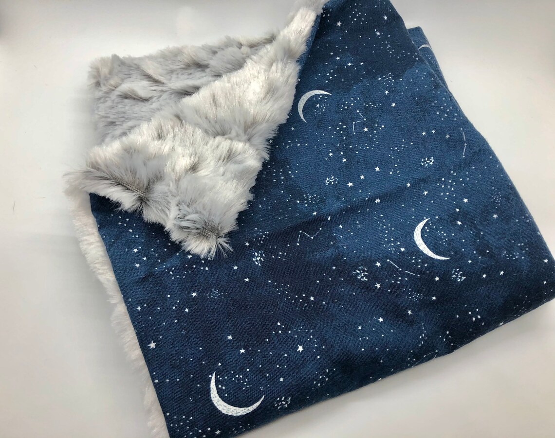 Moon and Stars Baby Blanket Outer Space Nursery Theme Moon Etsy